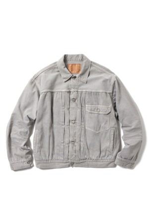 RECYCLED WASTE SUVIN COTTON YARN 11.5oz. DENIM BLOUSE VINTAGE WASHED - GRAY (GL15861H)