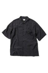 SELVEDGE OXFORD S/S OPEN SHIRT - BLACK (GL39649)