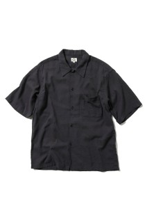 SELVEDGE OXFORD S/S OPEN SHIRT - BLACK (GL39649)