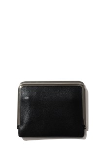 Framed Leather Half Wallet - BLACK (SILVER) (MSA-HW-BLK)