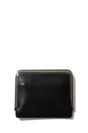 Framed Leather Half Wallet - BLACK (SILVER) (MSA-HW-BLK)