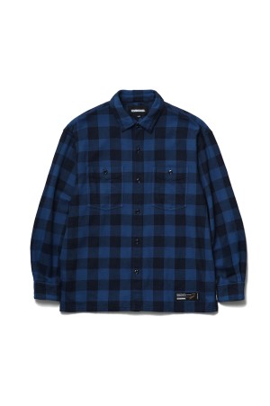 GARMENT DYED BLOCK CHECK SHIRT LS / BLUE (261AQNH-SHM03