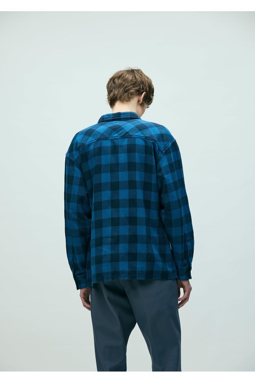 GARMENT DYED BLOCK CHECK SHIRT LS / BLUE (261AQNH-SHM03
