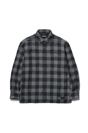 GARMENT DYED BLOCK CHECK SHIRT LS / BLUE (261AQNH-SHM03