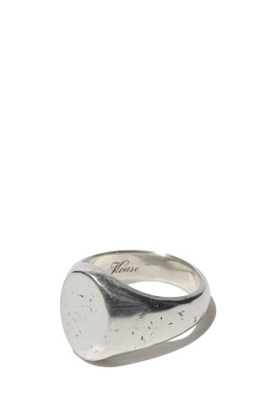 STATE HOUSE (OVAL SIGNET RING / HAMMERED) / SILVER/BLACK FINISH (OJ-AC02)