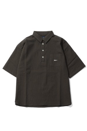 VOIL PULLOVER PLAID SS SHIRT - BROWN (261TQDS-SHM07) | セレクト