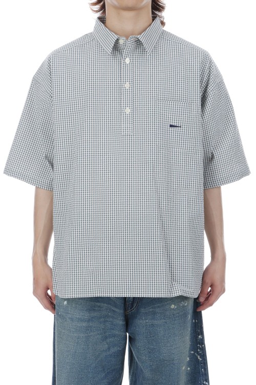 VOIL PULLOVER PLAID SS SHIRT - GREEN (261TQDS-SHM07) | セレクト
