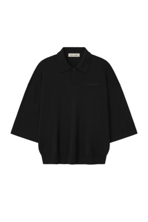 SIGNATURE 3/4 SLEEVE 90'S KNIT POLO - VINTAGE BLACK (192SP266961F)