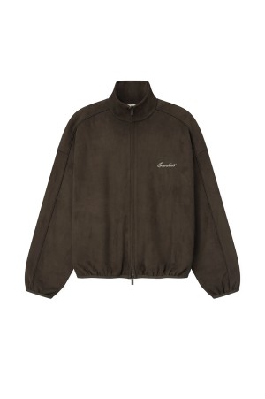 Suede Fleece Signature Modern Track Jacket W/ Piping - BROWN (192SP266942F)