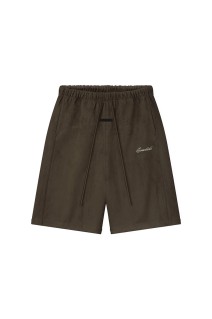 Suede Fleece Signature Relaxed Sweatshort W/ Piping - BROWN (160SP264892F)