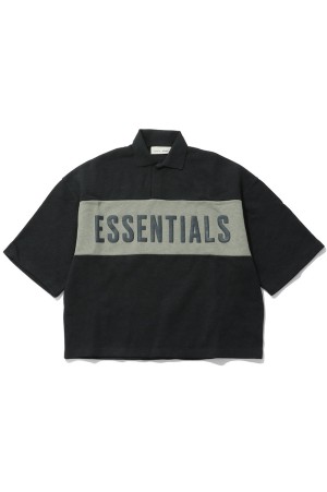 PANELLED CROP POLO - IRON GREY HEATHER/SEAL HEATHER (RW00284)