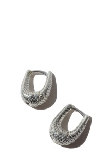 TINY TINY DOT PUFFY HOOPS - SILVER (A-45_SILVER)