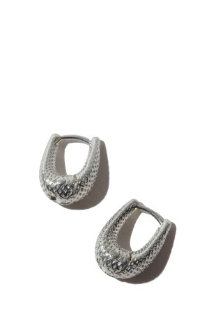 TINY TINY DOT PUFFY HOOPS - SILVER (A-45_SILVER)
