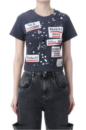 EMBELLISHED STICKER TEE - BLACK (B16TS571)