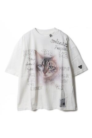 CAT PRINTED TEE - WHITE (K16TS772)