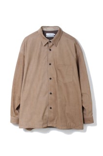 Cow Nubuck Leather L/S Oversized Regular Collar Shirt - TAUPE (GU261-50406)