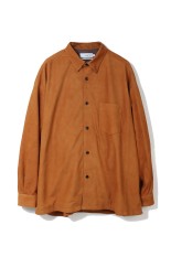 Cow Nubuck Leather L/S Oversized Regular Collar Shirt - BROWN (GU261-50406)