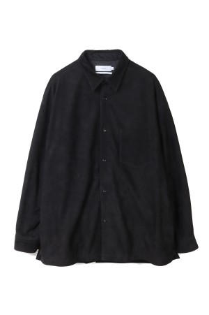 Cow Nubuck Leather L/S Oversized Regular Collar Shirt - BLACK (GU261-50406)