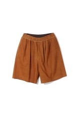 Cow Nubuck Leather Wide Shorts - BROWN (GM261-40408)