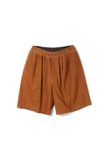 Cow Nubuck Leather Wide Shorts - BROWN (GM261-40408)