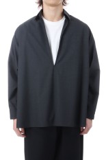 Fine Wool Heather L/S Skipper Shirt - CHARCOAL (GU261-50320)