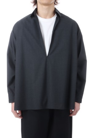 Fine Wool Heather L/S Skipper Shirt - CHARCOAL (GU261-50320)