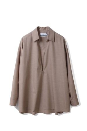 Fine Wool Heather L/S Skipper Shirt - TAUPE (GU261-50320)