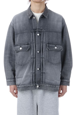 Selvage Denim Jacket - BLACK_LIGHT FADE (GU261-20054LB)