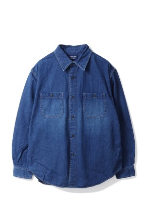 Jacquard Denim 2Pocket Work Shirts - Blue (1009899)