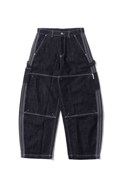 【INDIGO】Patched painter pants Okayama Denim Heavyweight Indigo Selvedge Sashiko Double Knee Painter