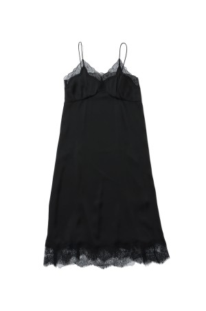 Satin Lace Dress - BLACK (12610317)