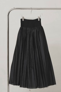 Silky Waist Shirring Skirt - BLACK (12620802)