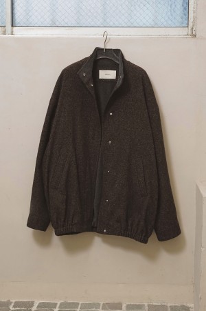 Silknep Tweed Blouson - DARK BROWN (12620203)