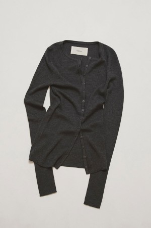 Silkwool Knit Cardigan - CHARCOAL GRAY (12620501)