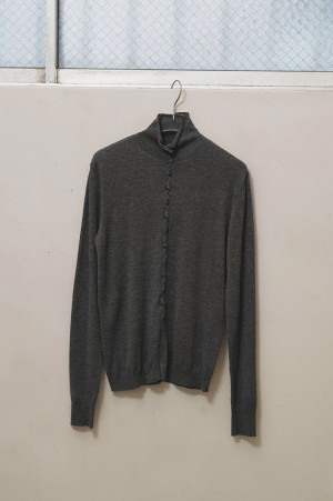 Turtleneck Button Knit - CHARCOAL GRAY (12620510)