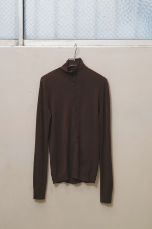 Turtleneck Button Knit - BROWN (12620510)