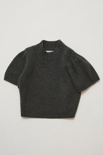 Wool100% Puffsleeve Knit - CHARCOAL GRAY (12620504)