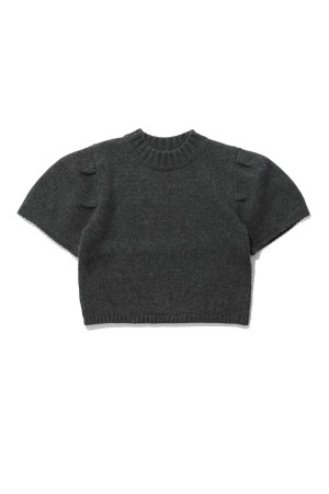 Wool100% Puffsleeve Knit - CHARCOAL GRAY (12620504)