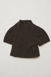 Wool100% Puffsleeve Knit - DARK BROWN (12620504)