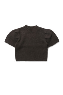Wool100% Puffsleeve Knit - DARK BROWN (12620504)
