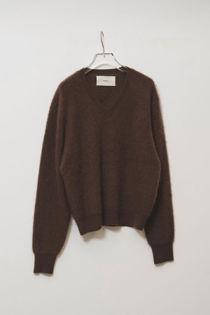Woolcashmere Vneck Knit - BROWN (12620508)