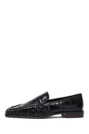 Squaretoe Gather Loafers - DARK BROWN (12521007)