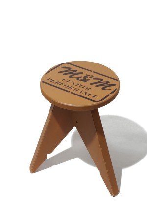 丸スツール（小全塗）/ MUSTARD / 焼印ロゴ（BROWN）