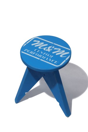 丸スツール（小全塗）/ BLUE / 焼印ロゴ（WHITE）