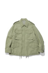 BRUSHED SILK LINEN SATIN PADDED MILITARY BLOUSON - LIGHT KHAKI (A26AB04SS)