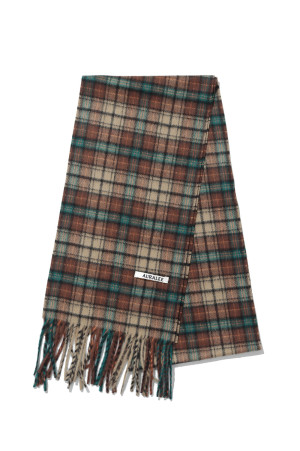 CASHMERE CHECK LONG STOLE - RED BROWN CHECK (A26AM02SL)