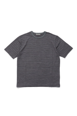 SOFT SMOOTH WOOL STRIPE JERSEY TEE - GREEN STRIPE (A26AT04BT)