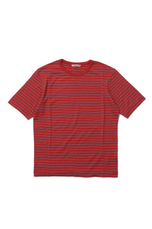 SOFT SMOOTH WOOL STRIPE JERSEY TEE - RED STRIPE (A26AT04BT)
