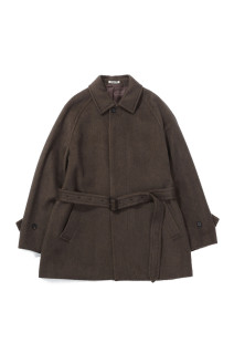 HAIRY WOOL MOHAIR CHAMBRAY SOUTIEN COLLAR COAT - BROWN (A26AC02WB)