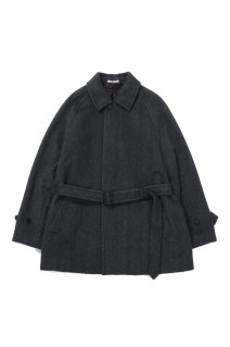 HAIRY WOOL MOHAIR CHAMBRAY SOUTIEN COLLAR COAT - DARK GRAY (A26AC02WB)
